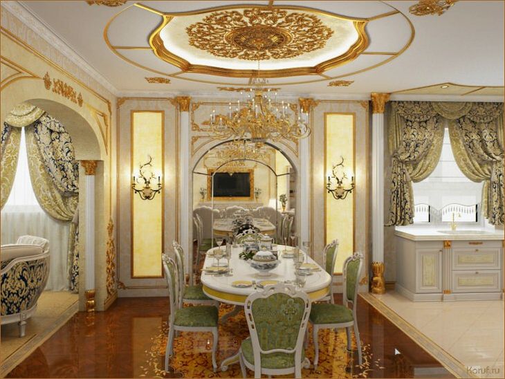 (дизайн кухни барокко, дизайн кухни бара, дизайн кухня бар) Роскошный и изысканный: дизайн кухни в стиле барокко